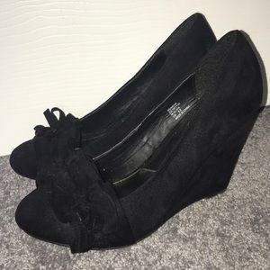 Mix No. 6 Black Wedges - Suede Heels